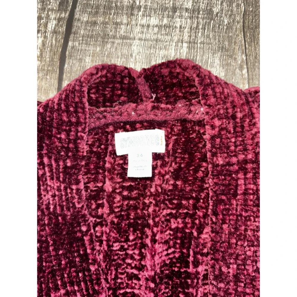 Gymboree Baby Girls Burgundy Chenille Cardigan Sweater Maroon 3-6 Months